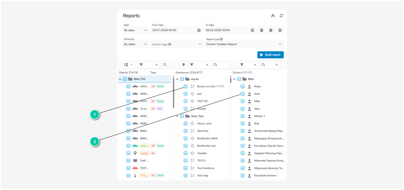 Driver violation report