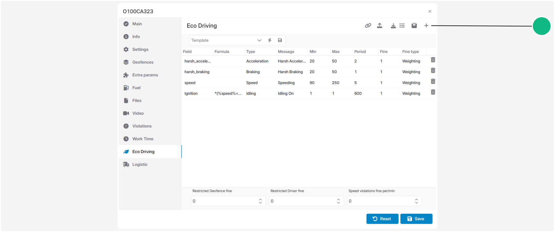 Driving event types