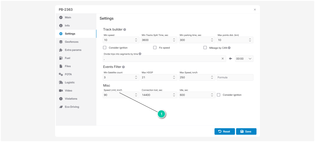 Summary speed violation report